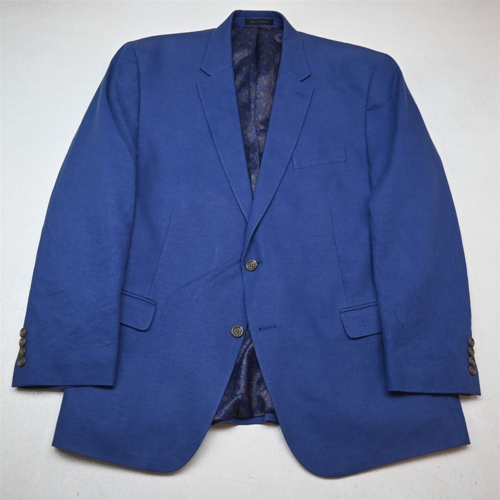Chaps Ralph Lauren 48R Bright Blue Linen Mens Blazer Suit Jacket Sport Coat